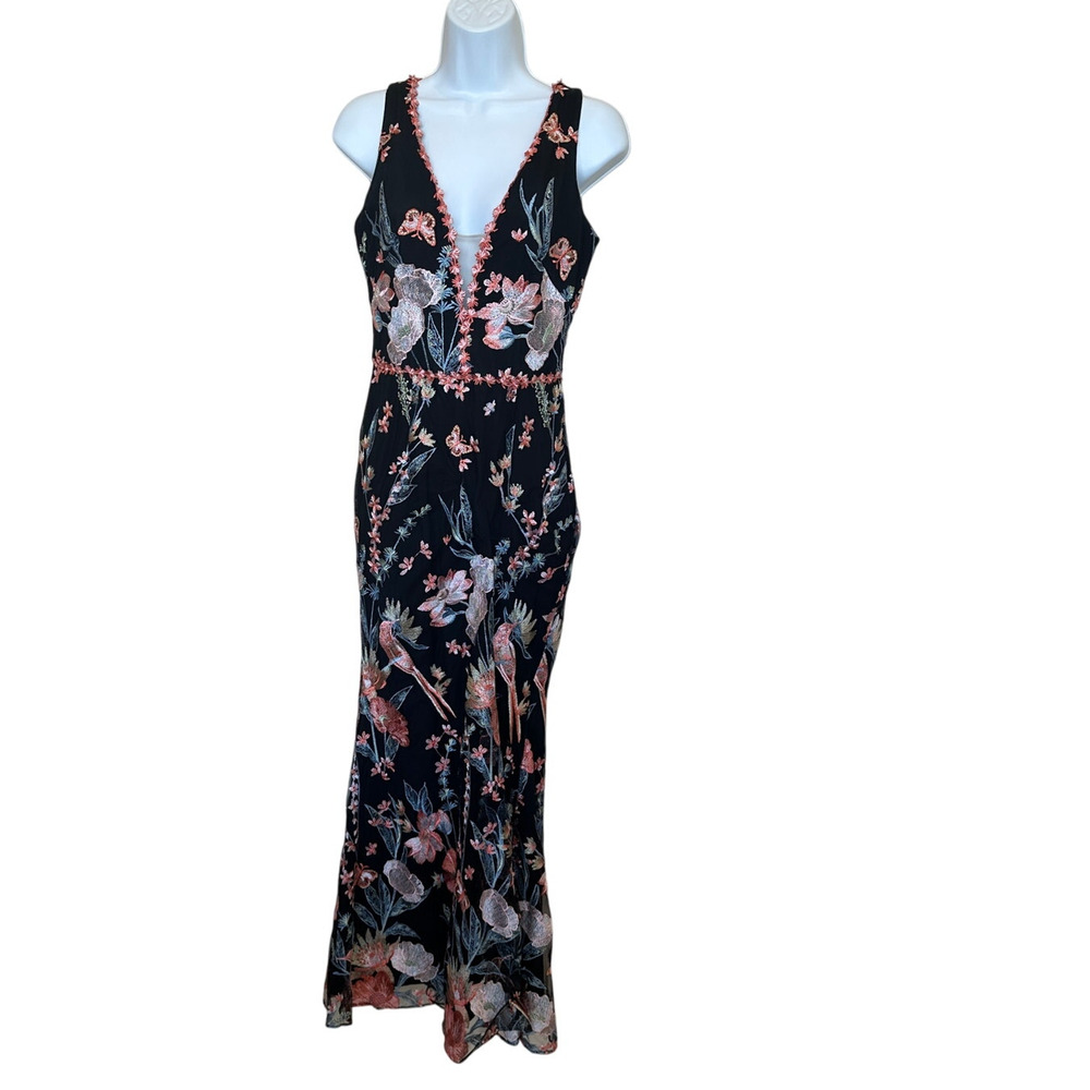 Marchesa Notte Black Embroidered Butterfly Gown SIZE 2 Mermaid Formal Dress $510 - Picture 6 of 11